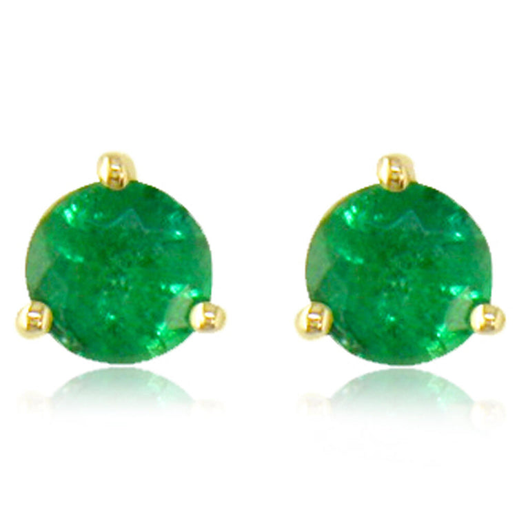 14K Yellow Gold Emerald Martini Earrings