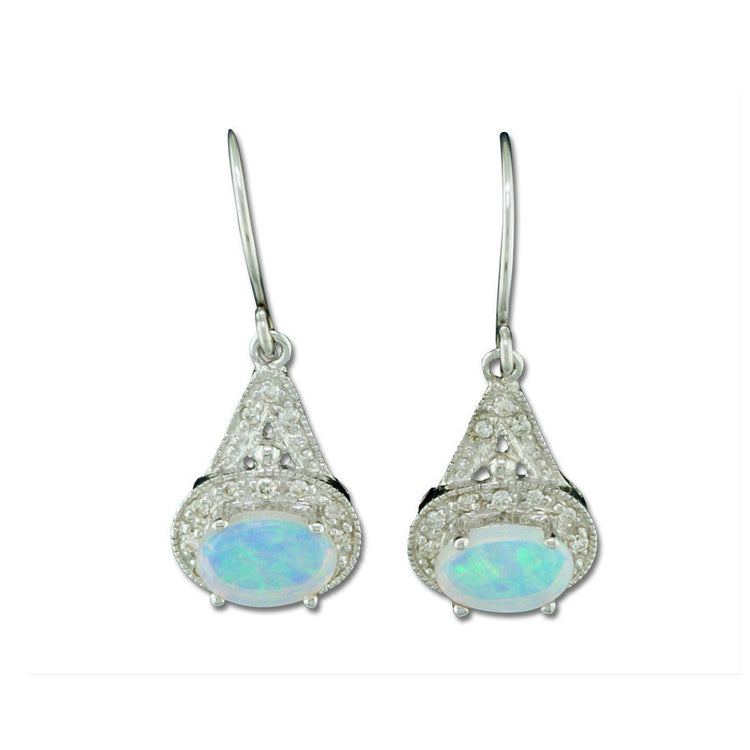 14K White Gold #1 Opal/Diamond Earrings