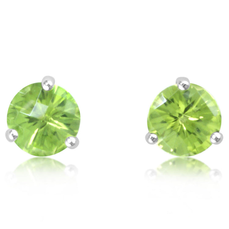 14K White Gold Checkerboard Peridot Martini Earrings