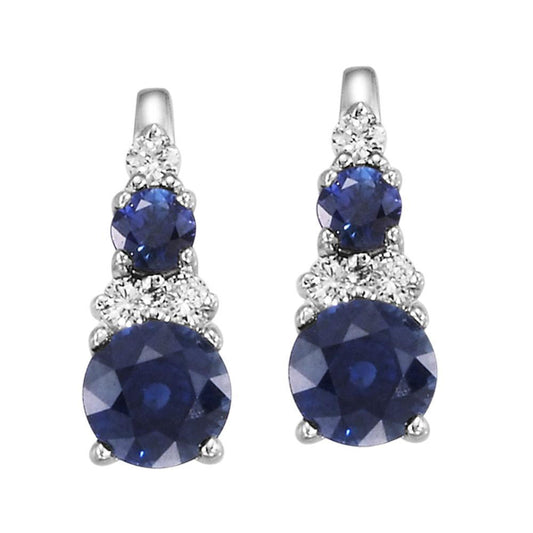 14K White Gold Blue Sapphire/Diamond Earrings