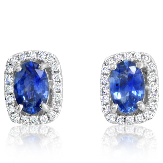 14K Yellow Gold Montana Sapphire/Diamond Earrings