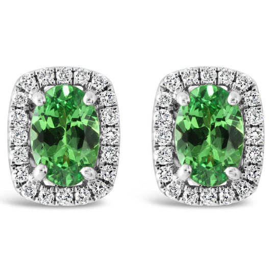 14K White Gold Tsavorite/Diamond Earrings