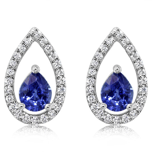 14K White Gold Sapphire/Diamond Earrings