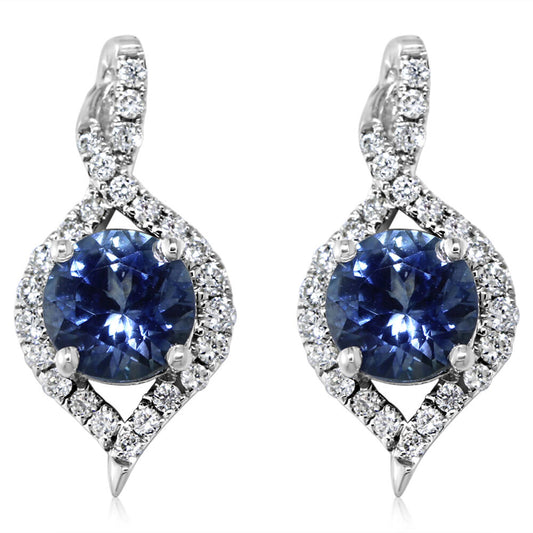 14K White Gold Montana Sapphire/Diamond Earrings