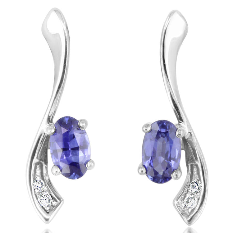 14K White Gold Sapphire/Diamond Earrings