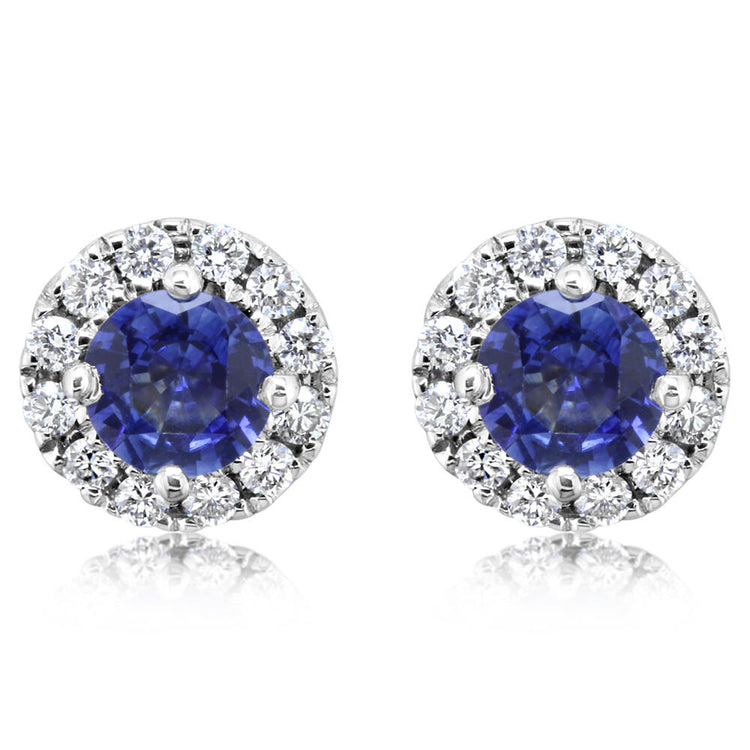 14K White Gold Sapphire/Diamond Earrings