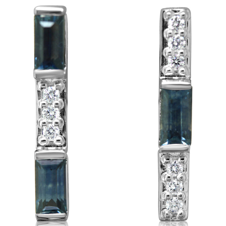 14K White Gold Montana Sapphire/Diamond Earrings