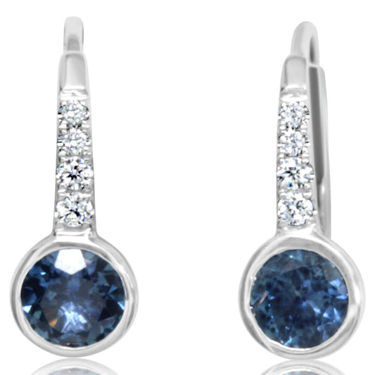 14K White Gold Montana Sapphire/Diamond Earrings