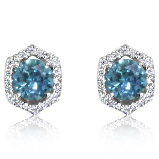 14K White Gold Montana Sapphire/Diamond Earrings