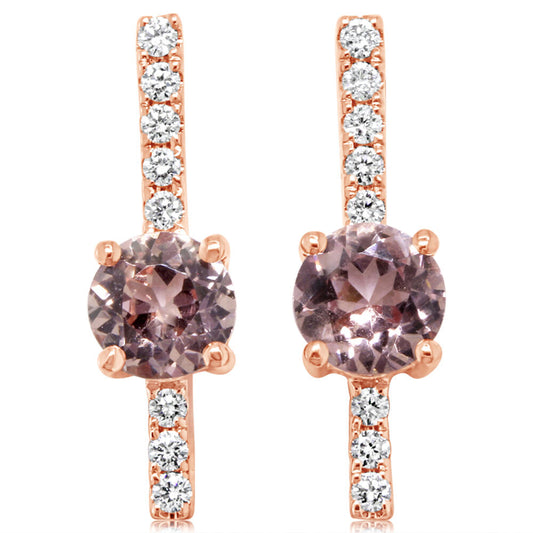 14K Rose Gold Lotus Garnet/Diamond Earrings