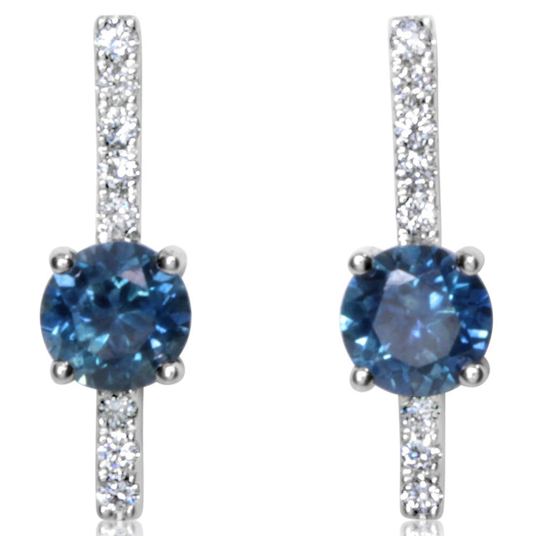 14K Yellow Gold Montana Sapphire/Diamond Earrings