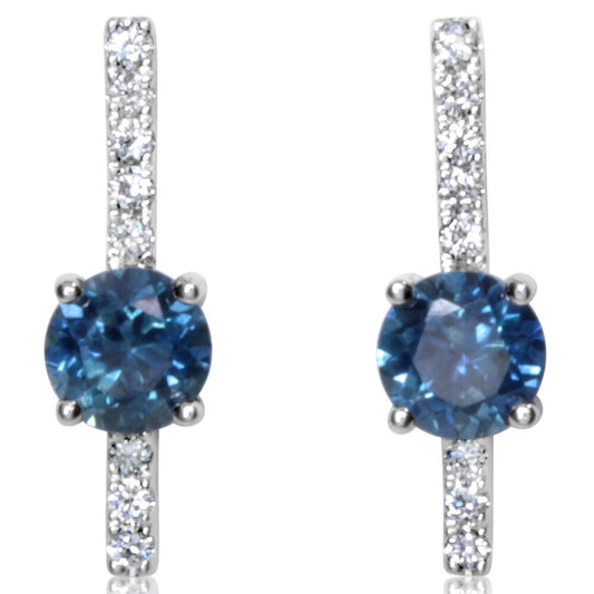 14K White Gold Montana Sapphire/Diamond Earrings