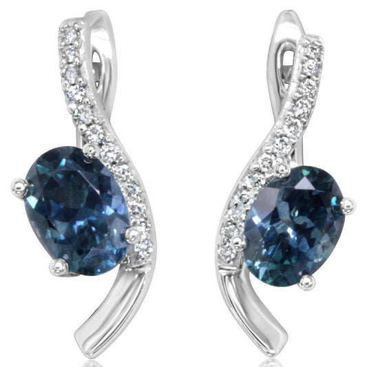 14K White Gold Montana Blue Sapphire/Diamond Earrings