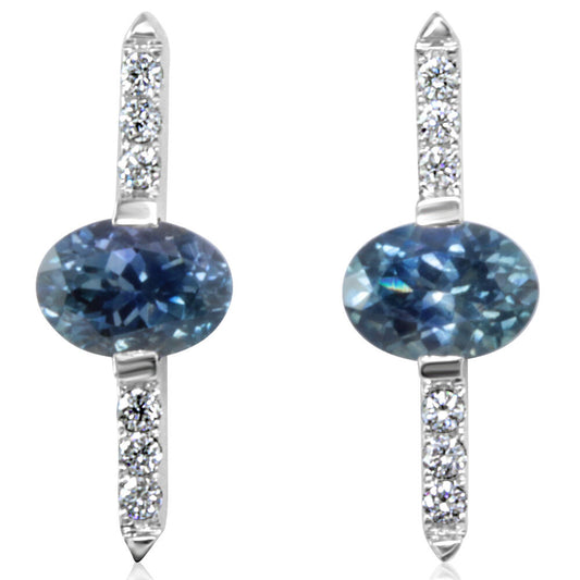 14K White Gold Montana Sapphire/Diamond Earrings