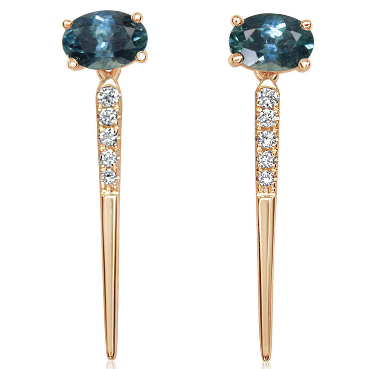 14K Yellow Gold Montana Sapphire/Diamond Earrings