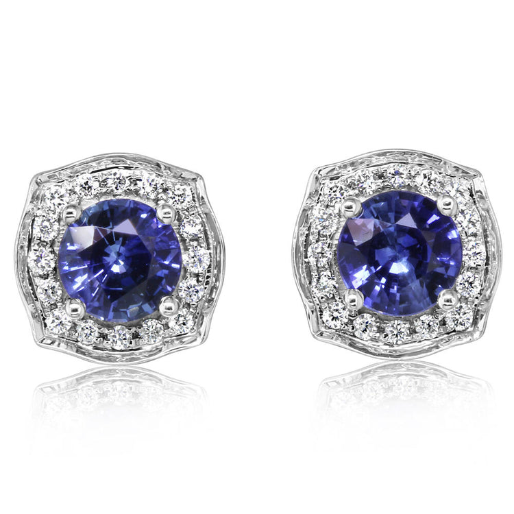 14K White Gold Sapphire/Diamond Earrings