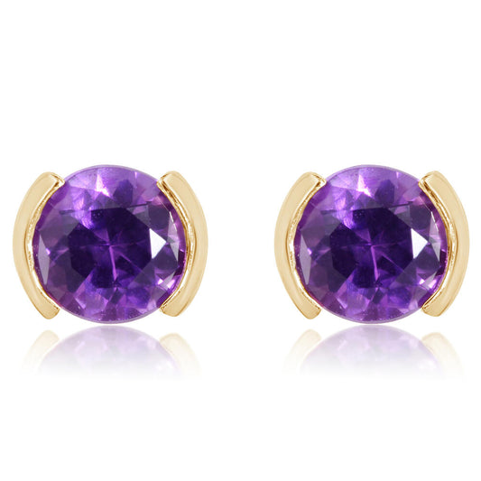 14K Yellow Gold Amethyst Earrings