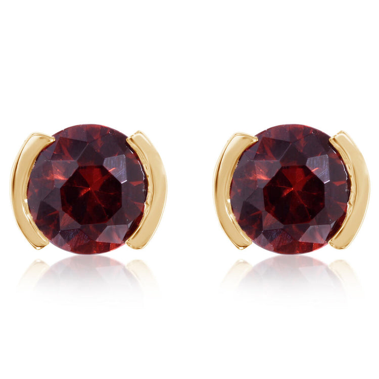 14K Yellow Gold Garnet Earrings