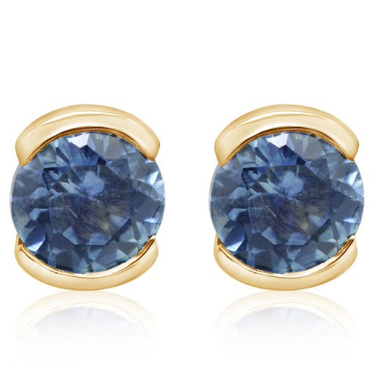 14K Yellow Gold Montana Sapphire Earrings