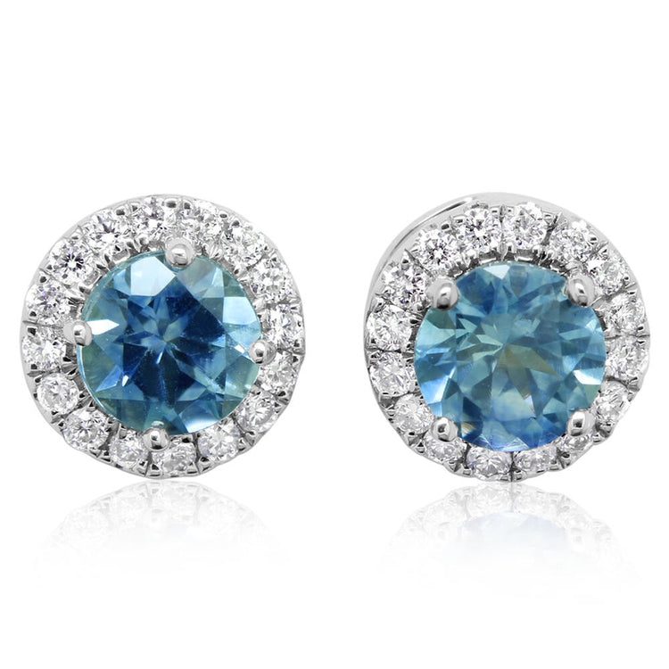 14K White Gold Montana Sapphire/Diamond Earrings