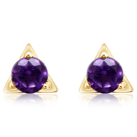 14K Yellow Gold Amethyst Earrings