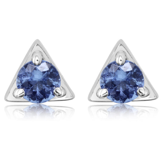 14K White Gold Blue Topaz Earrings