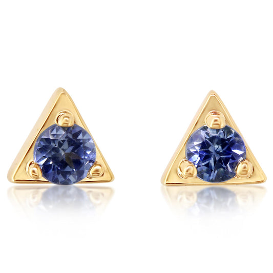 14K Yellow Gold Montana Sapphire Earrings