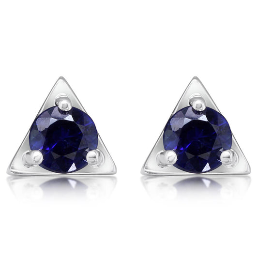 14K White Gold Blue Sapphire Earrings