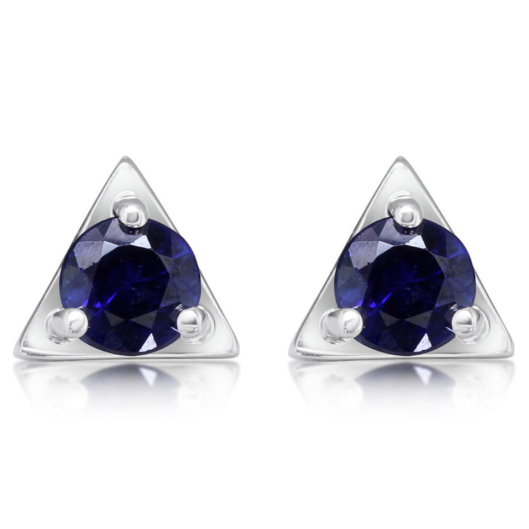 14K White Gold Blue Sapphire Earrings