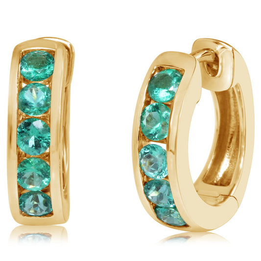 14K Yellow Gold Emerald Earrings