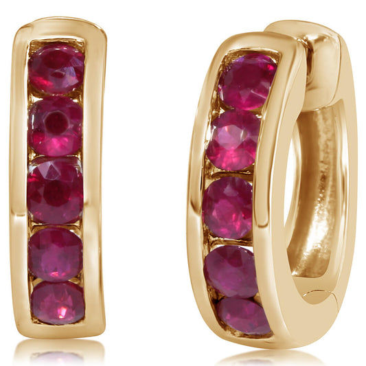 14K Yellow Gold Ruby Earrings