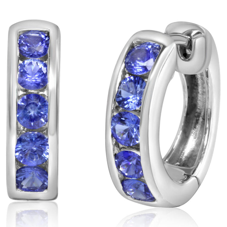 14K White Gold Sapphire Earrings