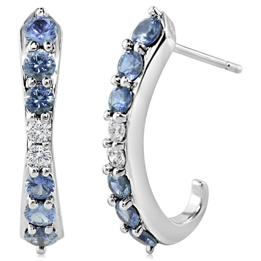 14K White Gold Montana Sapphire/Diamond Earrings