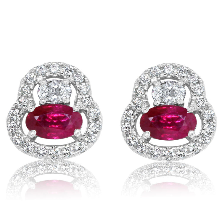 14K White Gold Ruby/Diamond Earrings