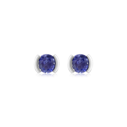 14K White Gold Blue Sapphire Earrings