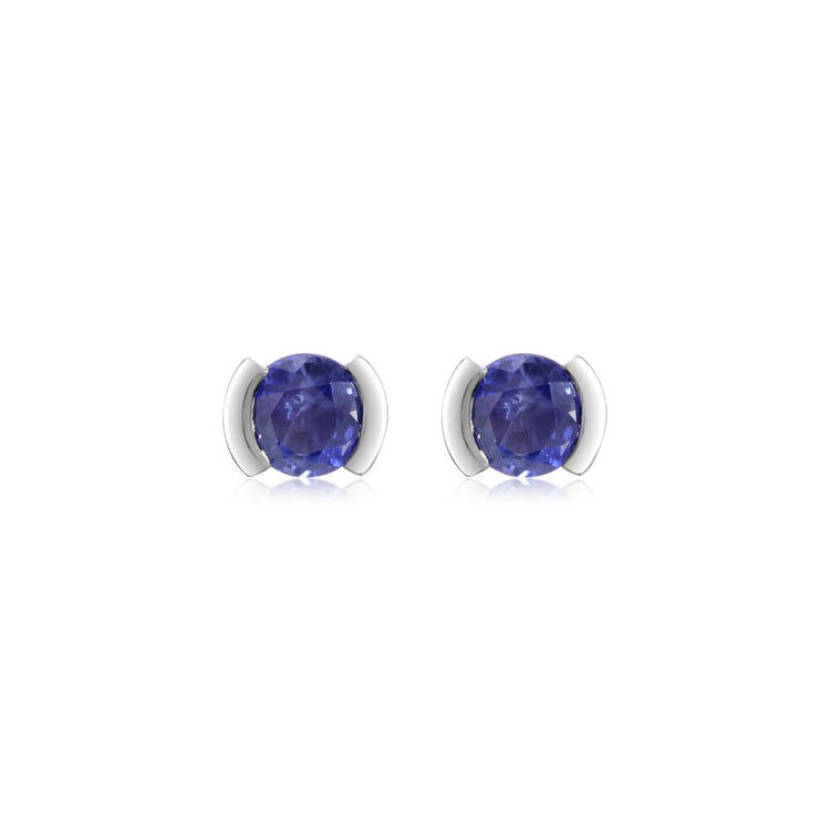 14K White Gold Blue Sapphire Earrings