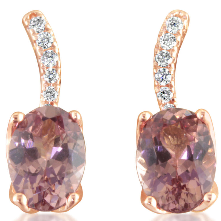 14K Rose Gold Lotus Garnet/Diamond Earrings