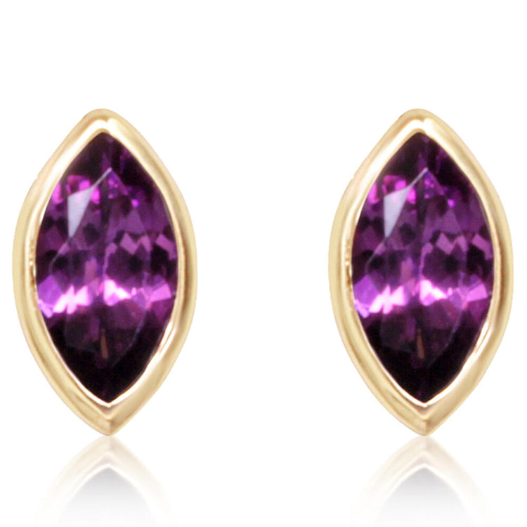 14K Yellow Gold Australian Purple Garnet Earrings