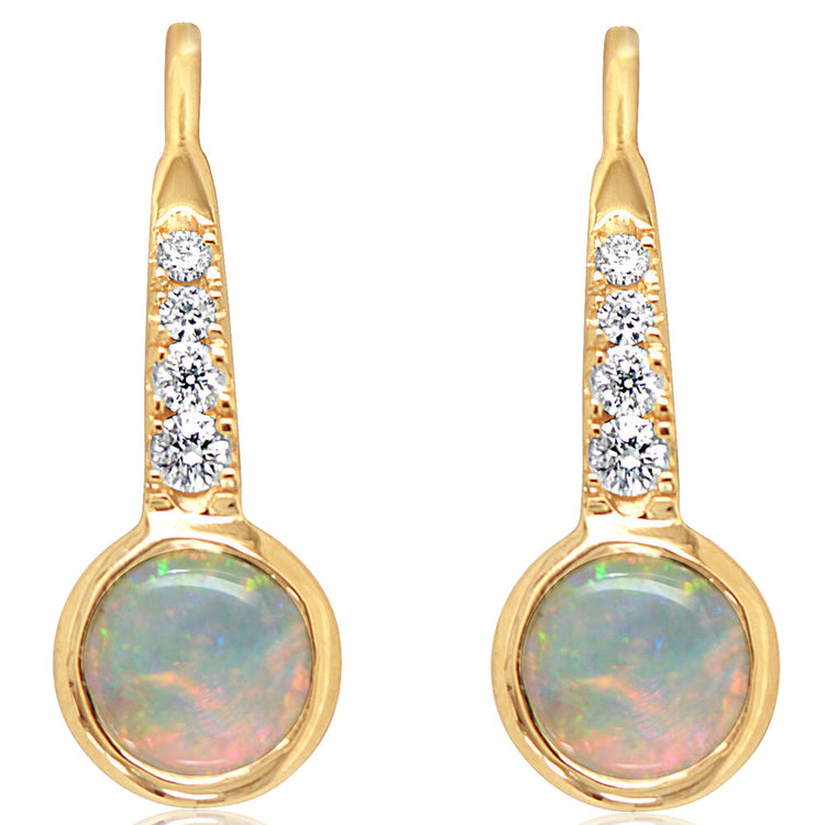 14K White Gold Australian Opal/Diamond Earrings