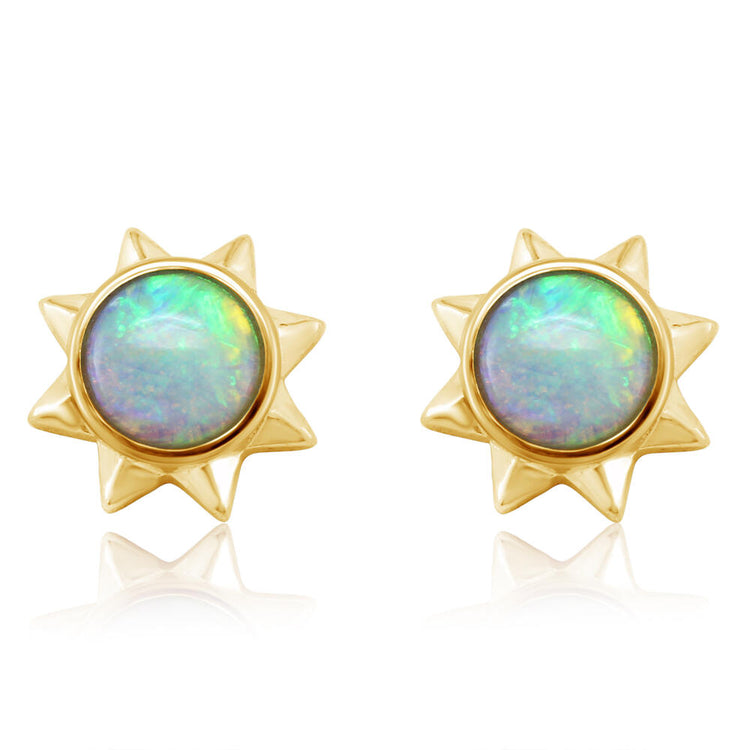 14K Yellow Gold Australian Opal Earrings