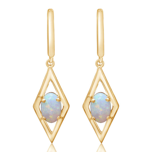 14K Yellow Gold Australian Opal Earrings