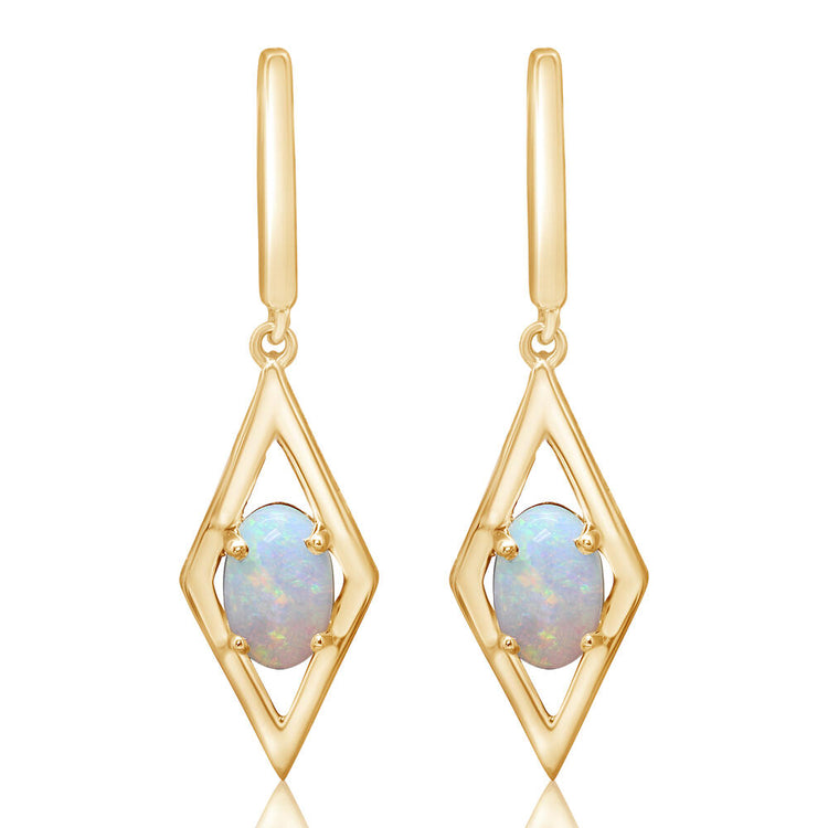 14K Yellow Gold Australian Opal Earrings