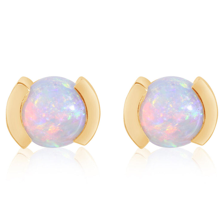 14K Yellow Gold Australian Opal Earrings