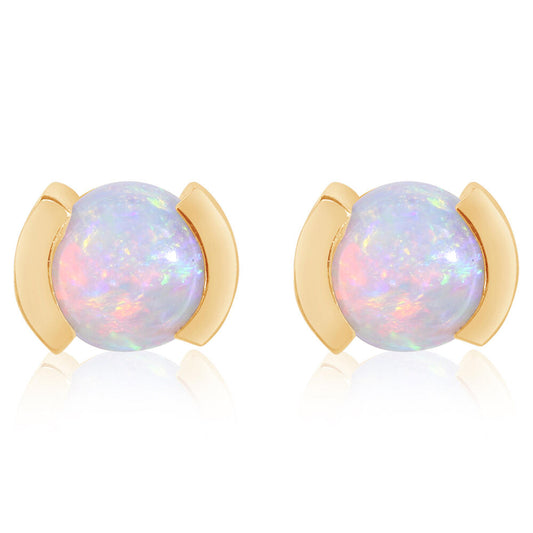 14K White Gold Australian Opal Earrings