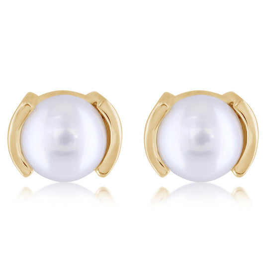 14K Yellow Gold Freshwater Cultured Pearl Earrings