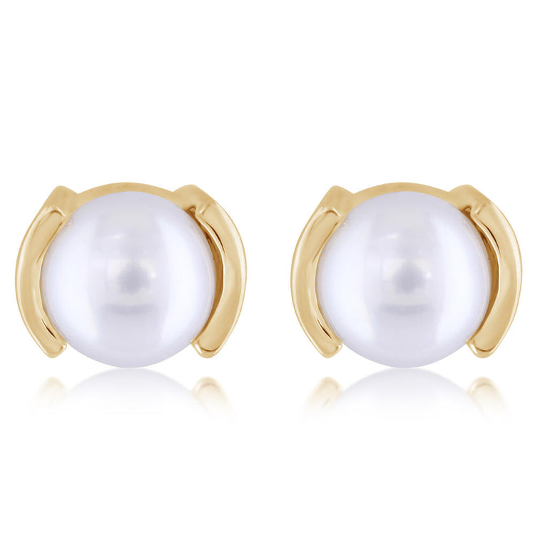 14K Yellow Gold Freshwater Cultured Pearl Earrings