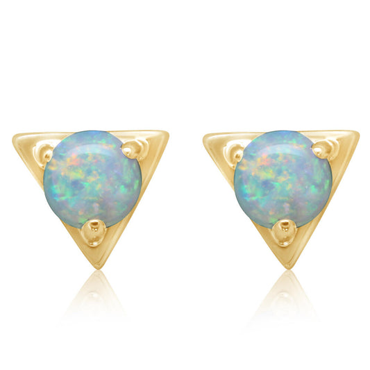 14K Yellow Gold Australian Opal Earrings