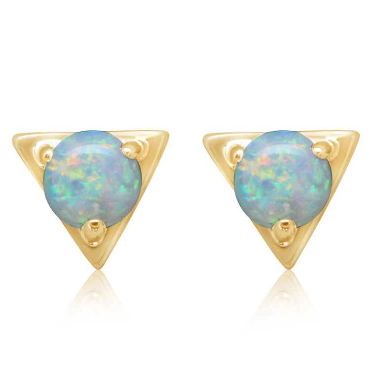 14K Yellow Gold Australian Opal Earrings