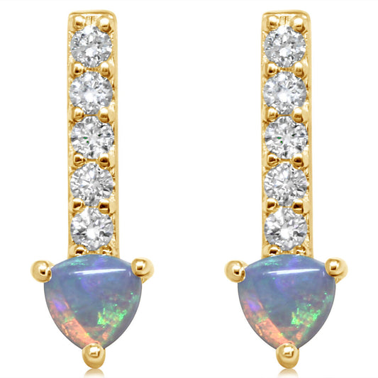 14K Yellow Gold Australian Opal/Diamond Earrings