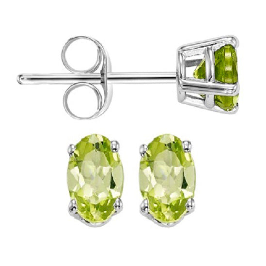 14K Color Studs 5X3 Ov - Peridot